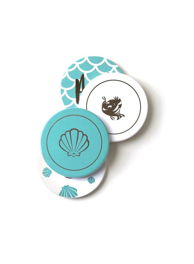 Seven20 Little Mermaid Princess Ariel Themed Coaster Set - 4 Piece Ceramic, Heavy Coasters - Ideal For Little Mermaid Disney Fans - 4 Unique Designs - A Beautiful Gift That Protects Tables From Drink Marks - Image 3