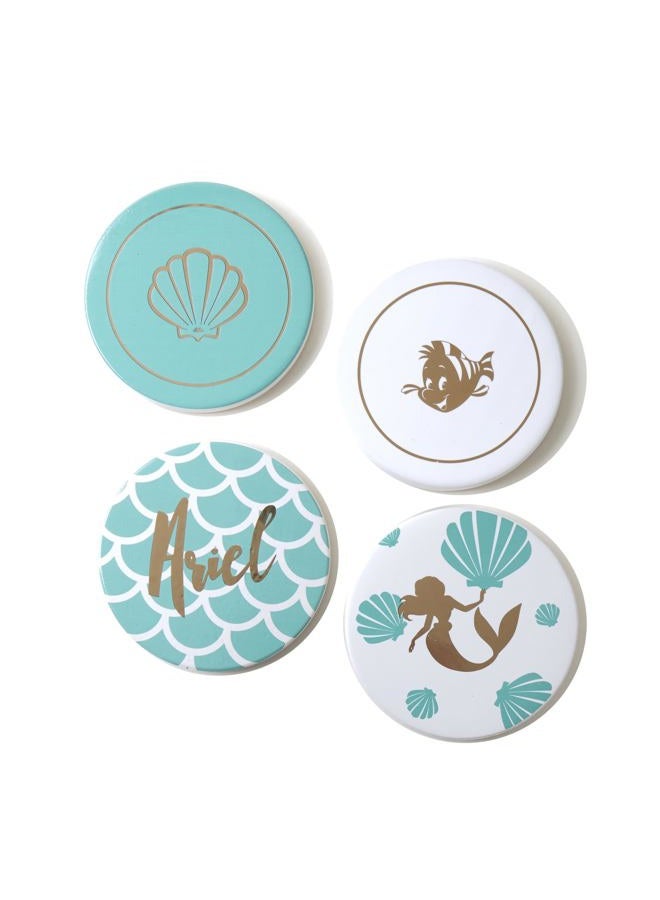 Seven20 Little Mermaid Princess Ariel Themed Coaster Set - 4 Piece Ceramic, Heavy Coasters - Ideal For Little Mermaid Disney Fans - 4 Unique Designs - A Beautiful Gift That Protects Tables From Drink Marks - Image 1