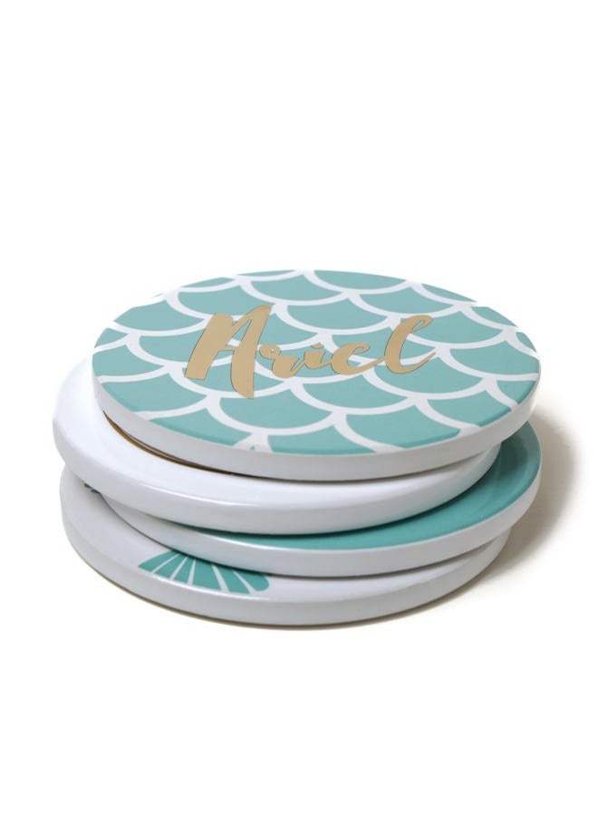 Seven20 Little Mermaid Princess Ariel Themed Coaster Set - 4 Piece Ceramic, Heavy Coasters - Ideal For Little Mermaid Disney Fans - 4 Unique Designs - A Beautiful Gift That Protects Tables From Drink Marks - Image 4