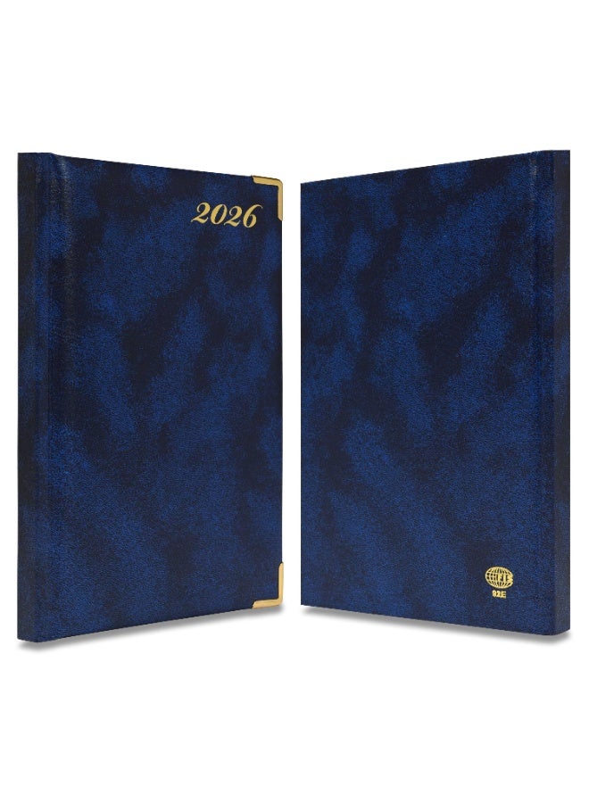 FIS مفكرة 2026، مفكرة بحجم A5 (148x210 مم)، غلاف صلب من مواد الفينيل، مبطنة من جهة واحدة، زوايا ذهبية، السبت والأحد مجتمعة، إنجليزي، ورق أبيض 60 جرام، لون أزرق - FSDI92E26BL - Image 3