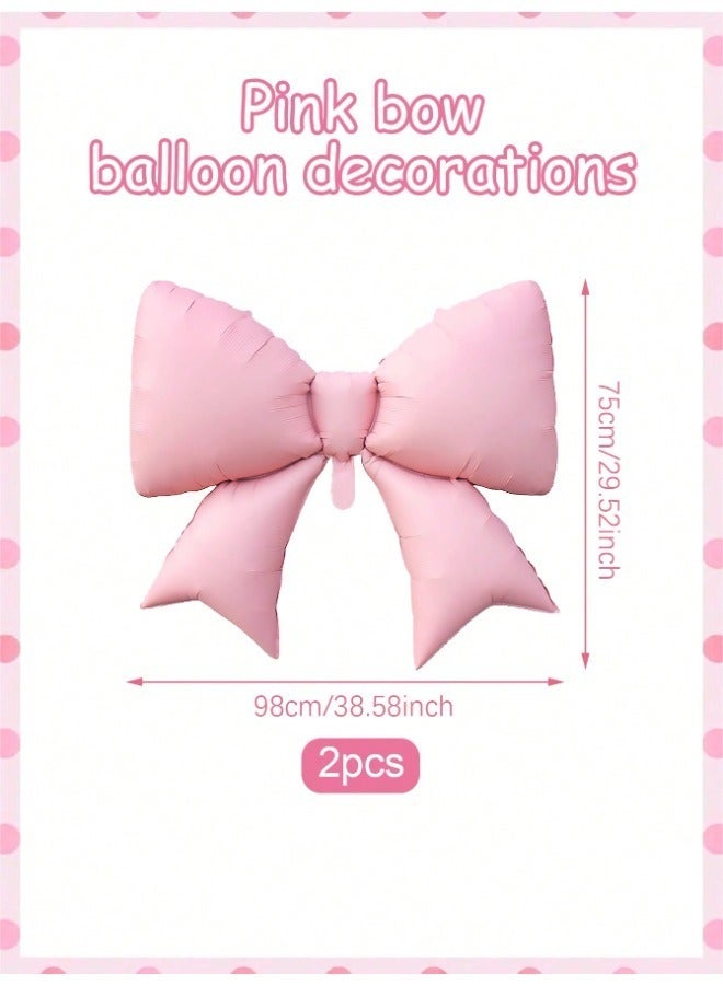 SenRan 2 Pink Bow Shape Party Balloons, Matte Light Pink Bow Foil Balloons for Birthday, Valentine's Day, Family Birthday Party, Wedding, Photo Shoot Decorations, Princess Birthday Party Decorations, Bridal Tea Party, Bachelorette Party, Social Media Outdoor Photo Shoot Decorations, Anniversary, Mother's Day Party - Image 3