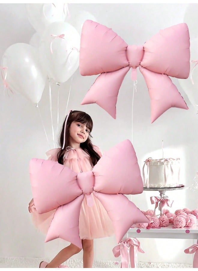 SenRan 2 Pink Bow Shape Party Balloons, Matte Light Pink Bow Foil Balloons for Birthday, Valentine's Day, Family Birthday Party, Wedding, Photo Shoot Decorations, Princess Birthday Party Decorations, Bridal Tea Party, Bachelorette Party, Social Media Outdoor Photo Shoot Decorations, Anniversary, Mother's Day Party - Image 4