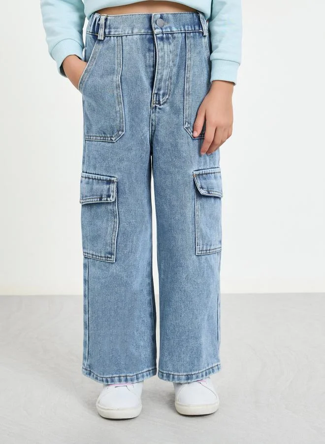 ستايلي بنطال جينز كارجو واسع