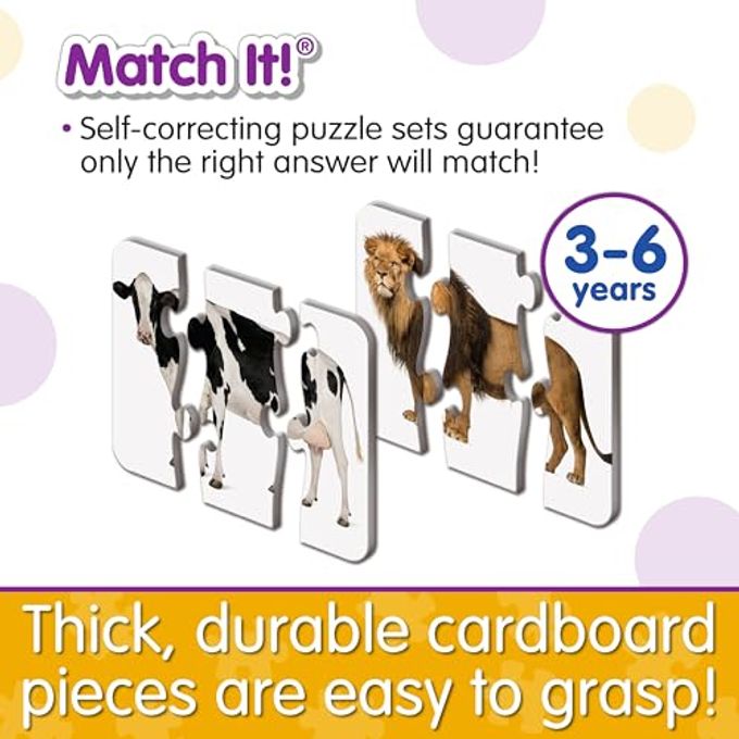 THE LEARNING JOURNEY : Match It! Head to Tail 20 Self-Correcting Animal-Themed Puzzle Sets Matching Puzzles for Children Ages 3-6 Years (40 Pieces) - Image 5
