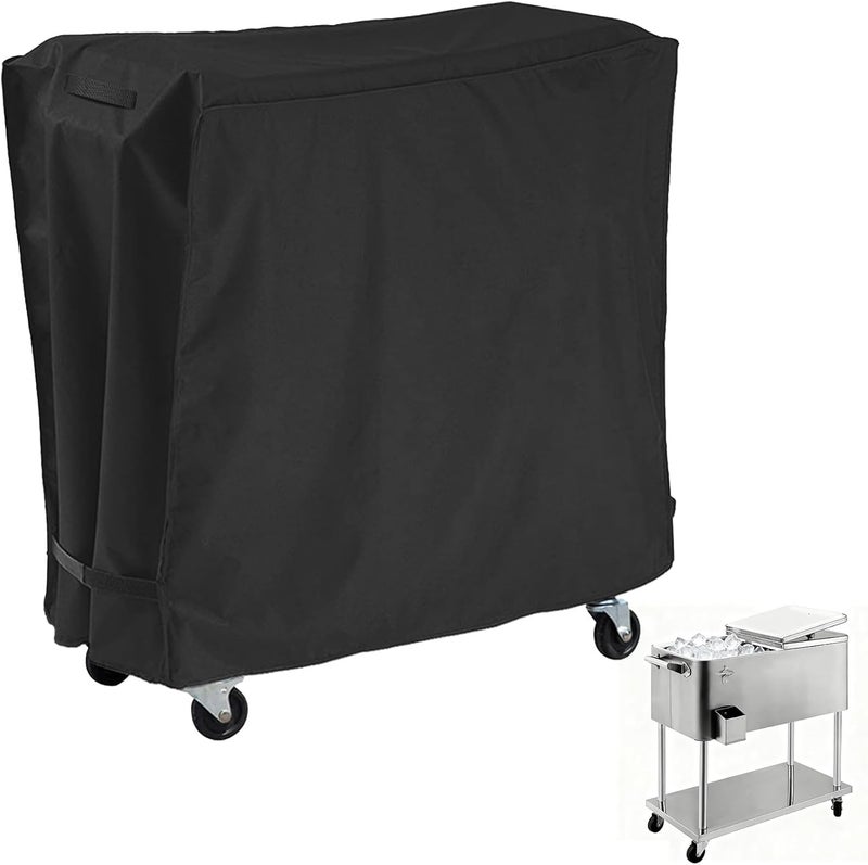 AKEfit Patio Cooler Cart Cover Waterproof with UV Coating, Fits Most 80-100 Qt Rolling Cooler Cart Cover Outdoor Beverage Cart Patio Ice Chest Protective Covers 43L x 22W x 32H inch (Black)… - Image 1