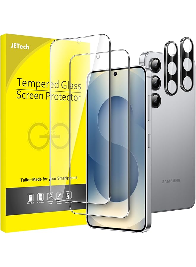 Jetech Screen Protector For Samsung Galaxy S25 5G With Camera Lens Protector Tempered Glass Film Fingerprint Id Compatible Hd Clear 2 Pack Each - Image 1