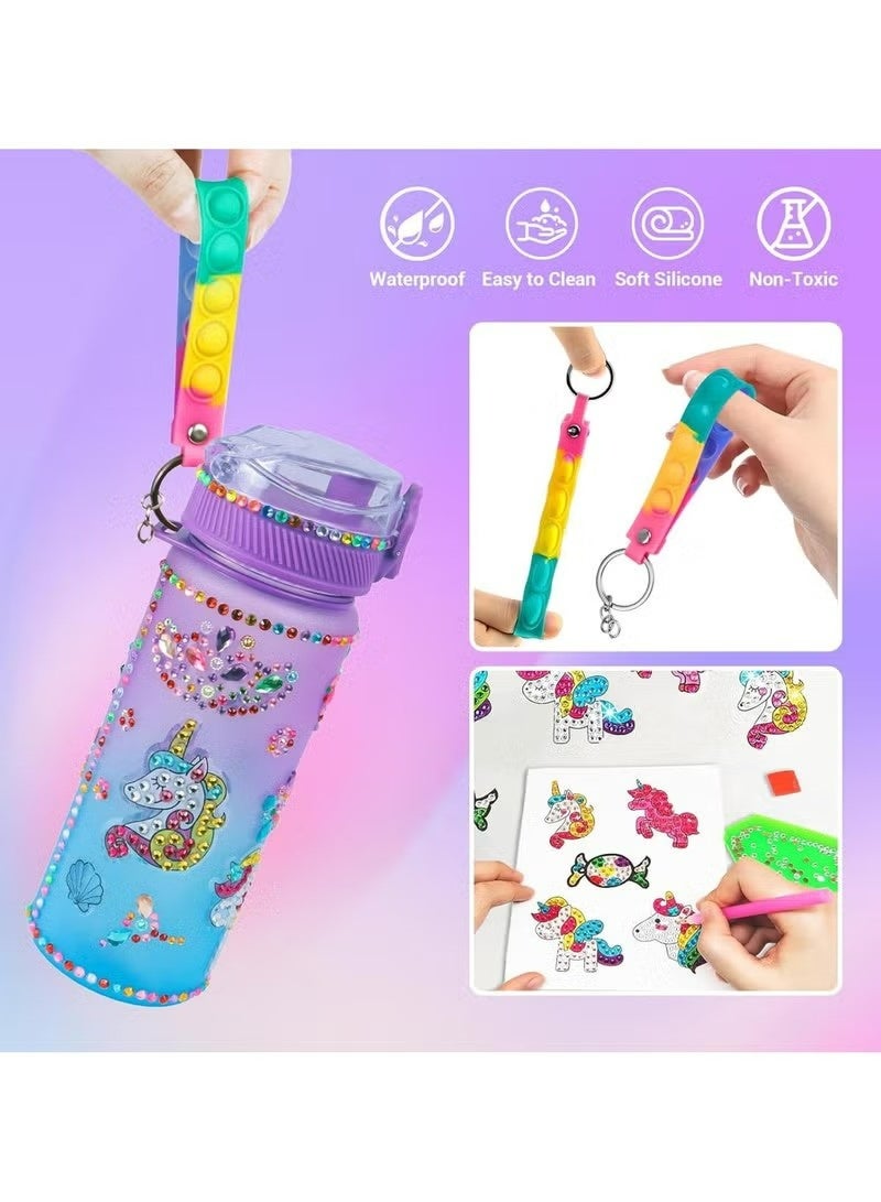 YOUGE Decorate Your Own Water Bottle Kits for Girls, Fun Arts and Crafts Gift Toys for Ages 3+, Gem Painting Crafts, Fun Arts and Crafts Gifts Toys for Girls Birthday (Purple) - Image 2