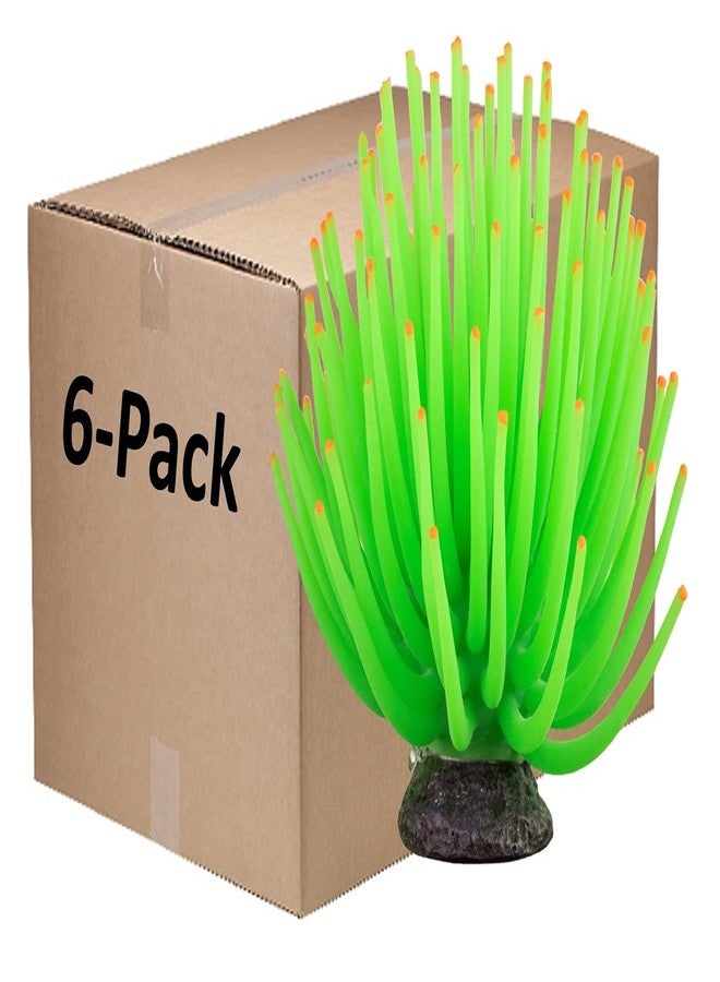GloFish Anemone Ornament, Detailed Aquarium Ornament, Large Green, Creates A Glowing Effect (Pack of 6) - Image 1