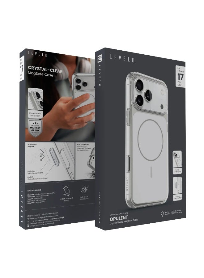 ليفيلو جراب فاخر من البولي كربونات بالكامل MagSafe لهاتف iPhone 17 Pro متوافق مع MagSafe / حماية من الحواف المرتفعة / زر التحكم في الكاميرا / هيكل من البولي كربونات بالكامل - أسود فانتوم - Image 4