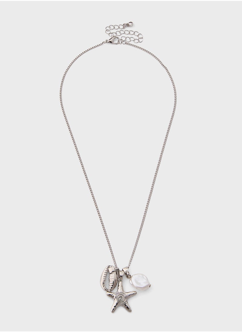 ELLA - Shell Pendant  Chain Necklace  With Two Mix Pack Pendants - Image 1