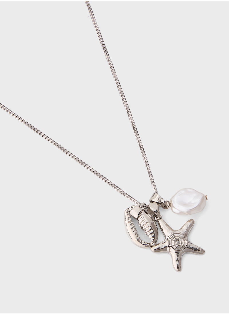 ELLA - Shell Pendant  Chain Necklace  With Two Mix Pack Pendants - Image 1