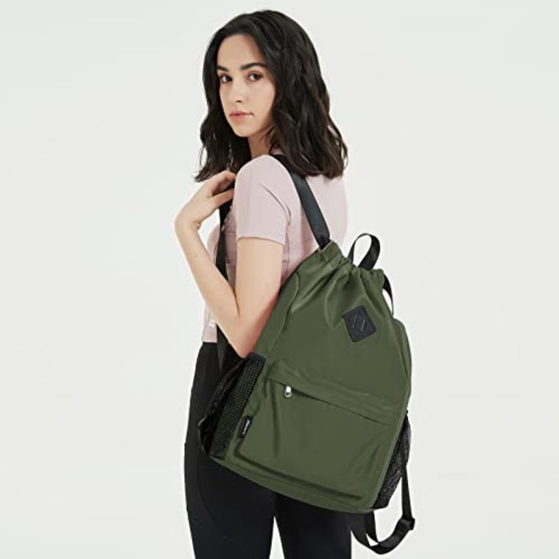 Drawstring Backpack Sports Gym Bag with Shoes Compartment Water-Resistant Cinch String Backpack For Women and Men Lightweight Polyester Black/Gray/Blue Options 25L Capacity Travel, Fitness, College - Image 2
