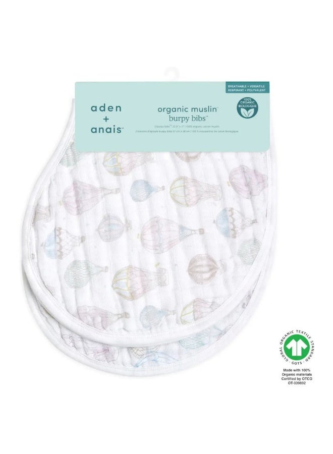 aden + anais مآزر قطن عضوي للرضع فوق السحاب 2 قطعة - Image 4