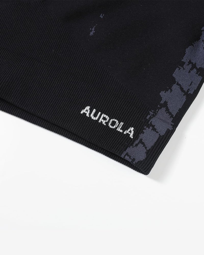 AUROLA تي شيرتات رياضية بدون seams من AUROLA للنساء، قميص قصير الأكمام، توب قصير، ملابس رياضية لليوغا، أسود، S - Image 4