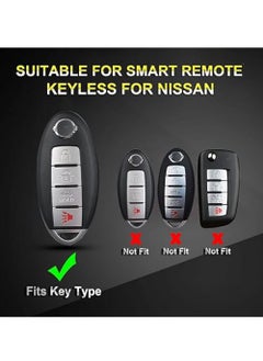 OUYoo OUYoo For Nissan Key Fob Cover, for Nissan Altima Accessories Maxima Rogue Armada Pathfinder Infiniti Premium Soft TPU Full Cover Smart Remote Keyless Key，With key chain(4 Button only) (Green）  - Image 2