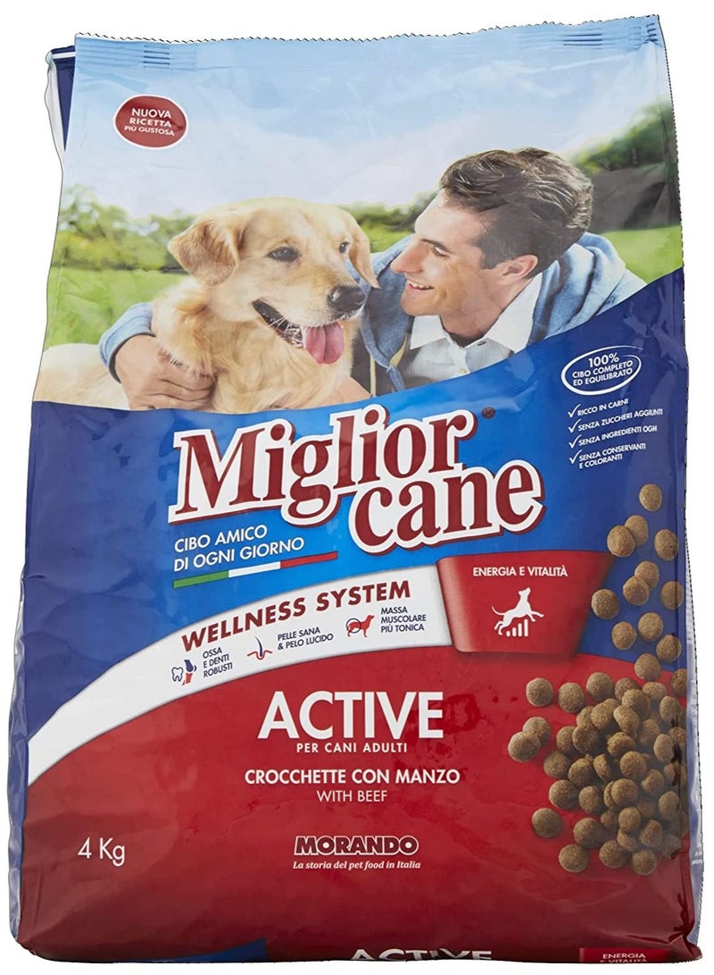 Croquettes Active with Beef Dog Food 4 kg