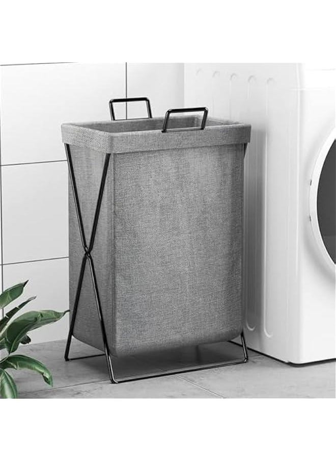 HOOKOR 50L Folding Laundry Storage Basket with Handles Detachable Liner Waterproof Laundry Bag, Tall Clothes Hamper Stand Up Well for Clothes Toys  - Image 1
