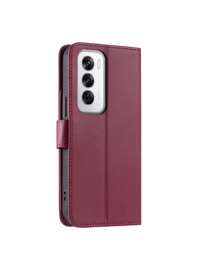 S-TOP Case For OPPO Reno12 5G Global Ring Buckle Rhombic Leather Phone Case - Image 3