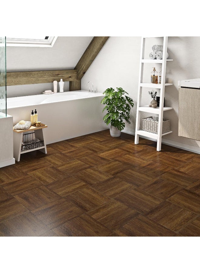 Livelynine Walnut Wood Peel and Stick Floor Tile Waterproof Laminate Flooring Dark Brown Wood Vinyl Peel and Stick Flooring 12x12" 4-Tiles Adhesive Floor Tiles Indoor Wood Look Vinyl Sheet Flooring  - Image 2