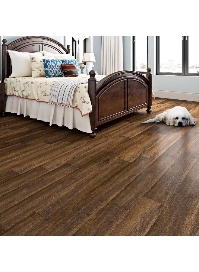 Livelynine Walnut Wood Peel and Stick Floor Tile Waterproof Laminate Flooring Dark Brown Wood Vinyl Peel and Stick Flooring 12x12" 4-Tiles Adhesive Floor Tiles Indoor Wood Look Vinyl Sheet Flooring  - Image 5