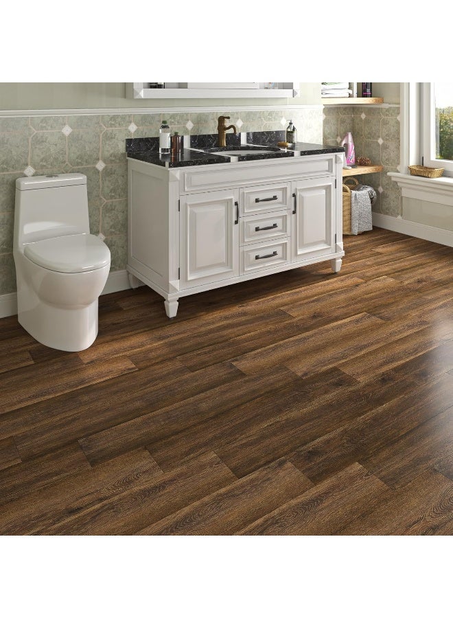 Livelynine Walnut Wood Peel and Stick Floor Tile Waterproof Laminate Flooring Dark Brown Wood Vinyl Peel and Stick Flooring 12x12" 4-Tiles Adhesive Floor Tiles Indoor Wood Look Vinyl Sheet Flooring  - Image 4