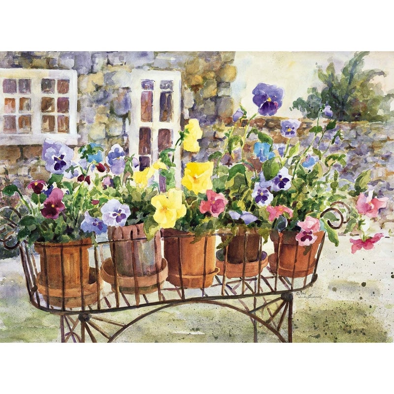 Ledgebay DIY Paint by Numbers Kit for Adults Unframed Canvas Beginner to Advanced Paint by Numbers Kit,Kits Include Acrylic Paint Set, Brushes & Tabletop Easel, (Rita Pansies 16"x20" Unframed) - Image 1