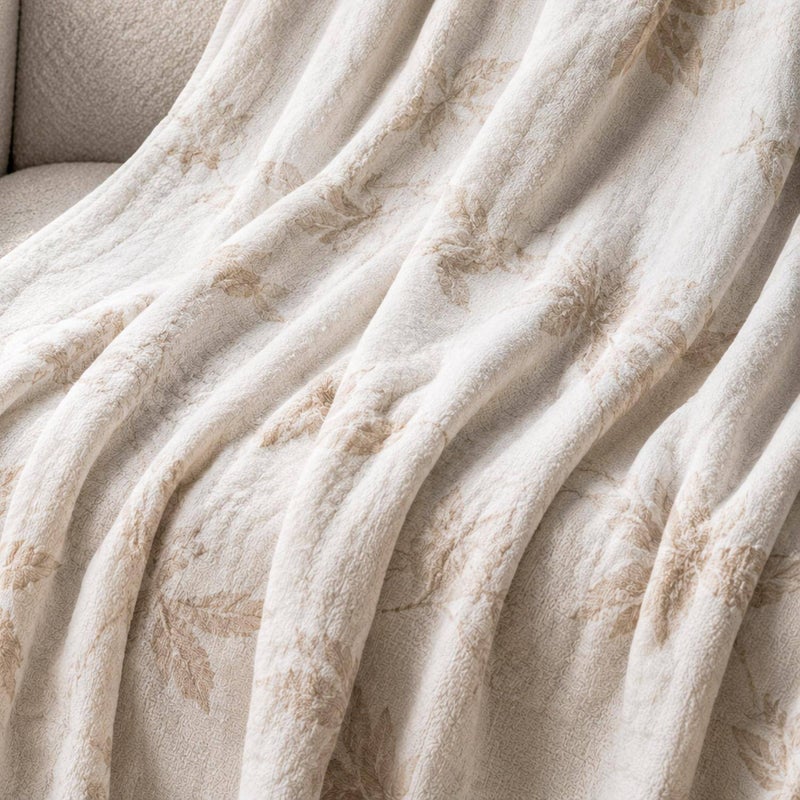 Pan Home Tahiti Palm Jacquard Chenille Throw 130x170cm - Ivory/Beige - 125SVI9900114 - Image 2