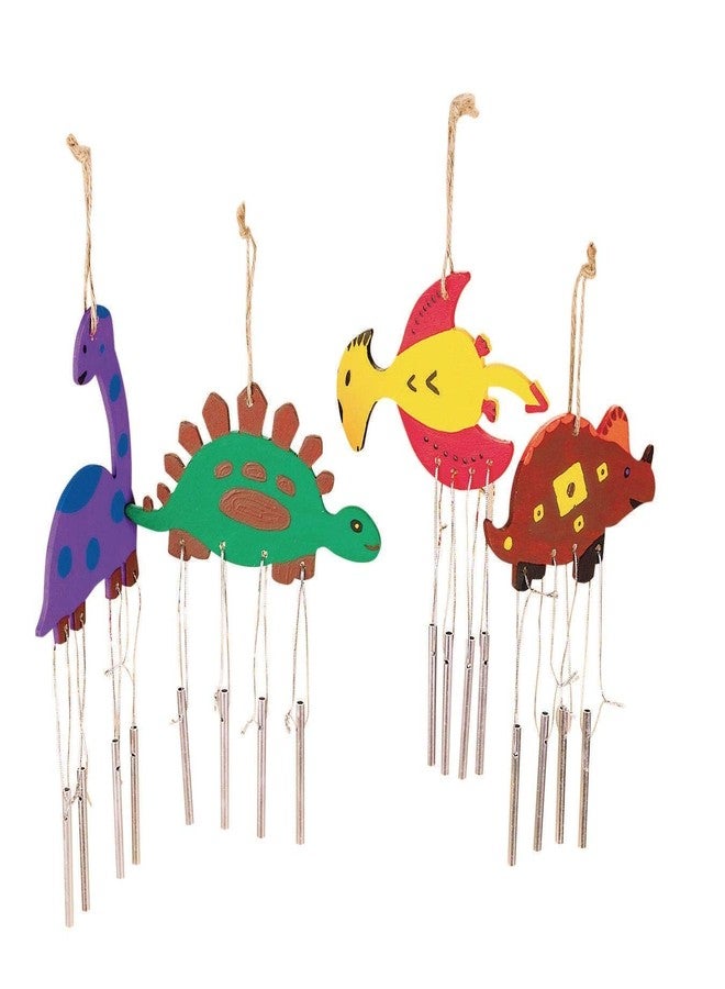 S&S Worldwide Wood Dinosaur Wind Chimes. Incl. 3 Ea of 4 Dinos Shapes (3-1/4" x 4-1/4"), Cords & Chimes. Easy Assembly Required, Hangs Approx. 9". for Kids, Use Markers or Paint to Finish, Makes 12.
