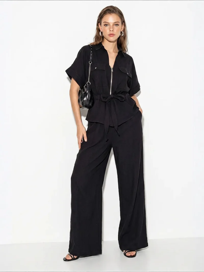 LUCCI Cotton Vest And Wide-Leg Trousers Set