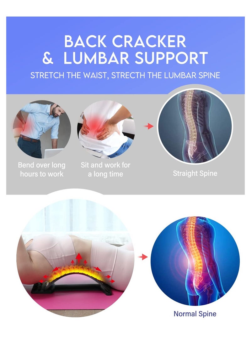 Back Cracker Back Stretcher for Lower Back Pain Relief Back Stretch Device Adjustable Multi Level Spine Stretcher for Lumbar Pain Relief Lumbar Back Stretching with Built in Sciatica