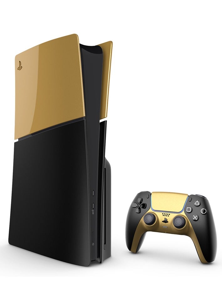 Craft MERLIN CUSTOMISED PLAYSTATION 5 SLIM DESIGN DISC EDITION 1TB SINGLE CONTROLLER GOLDEN BLACK NEW 2023 MODEL - Image 1