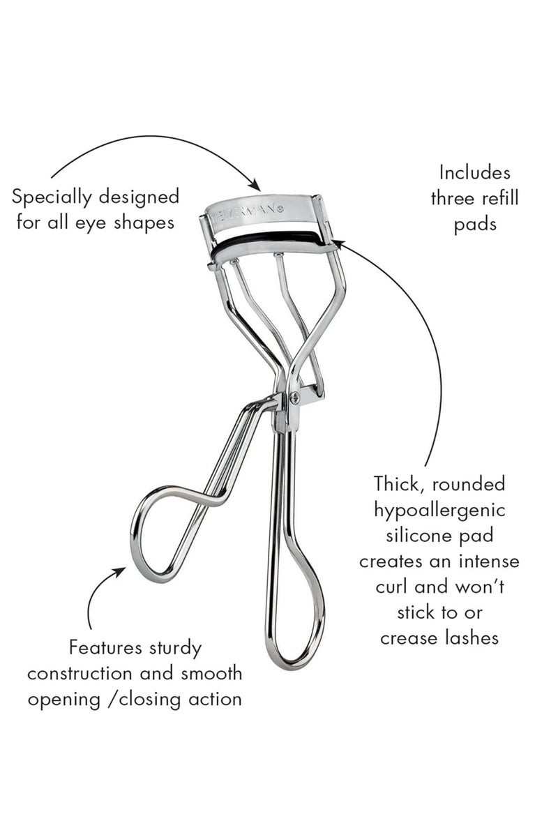 LUMYA Eyelash Curler with 50pcs Silicone Refills, Silver Lash Curling Tool for Most Eye Shapes, Soft Elastic Pads, Travel Makeup Accessory - Image 5
