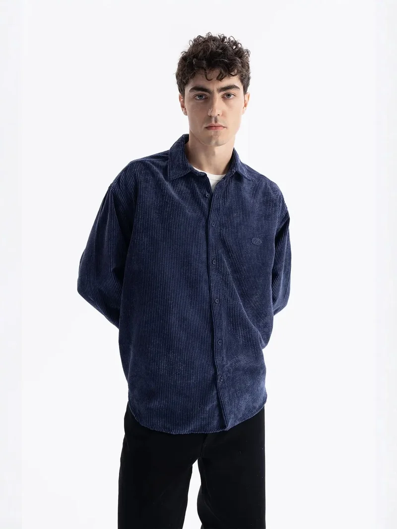 Giesto GIESTO Oversized Velvet Shirt