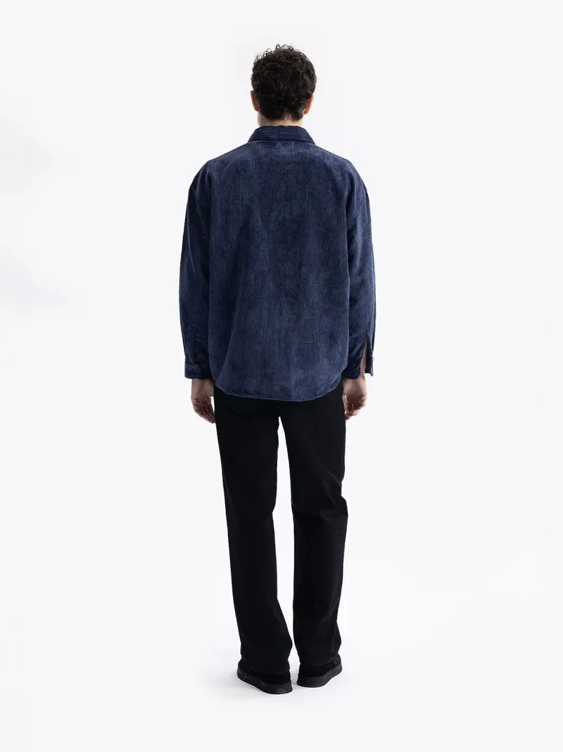 Giesto Oxford Blue GIESTO Oversized Velvet Shirt for Men | Best Price UAE
