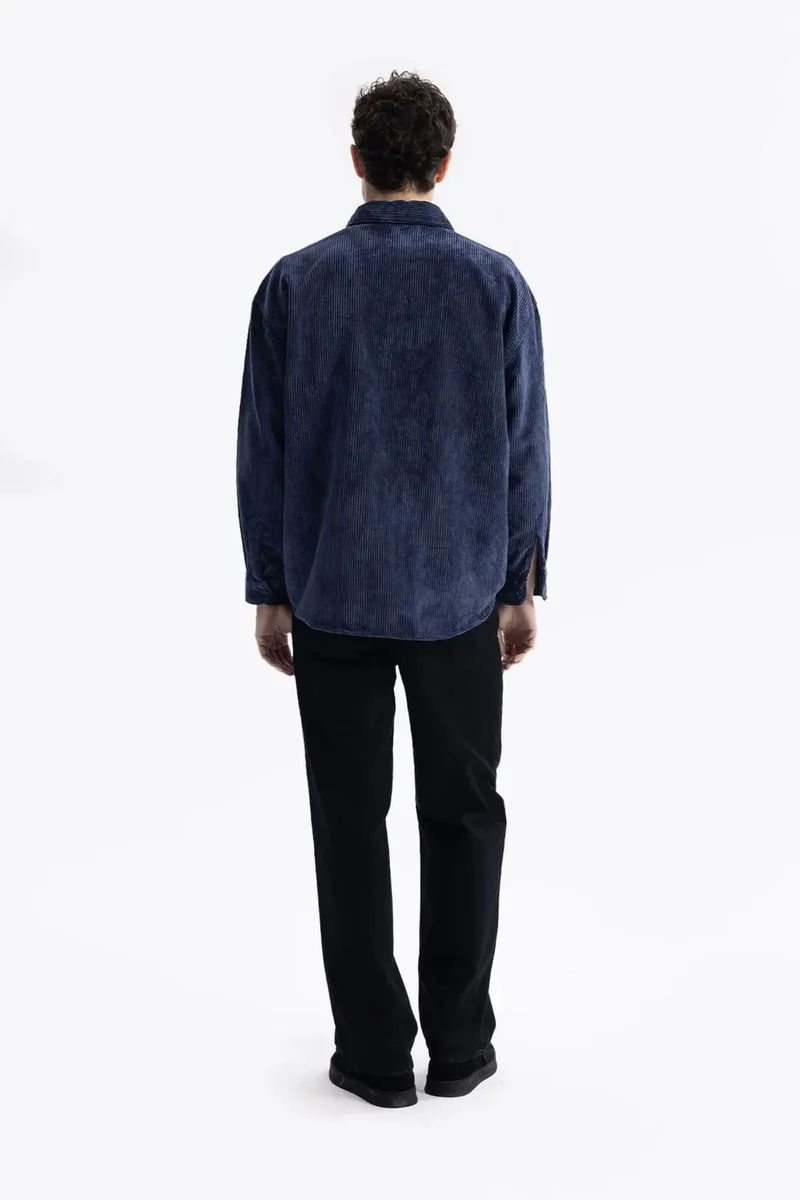 Giesto Oxford Blue GIESTO Oversized Velvet Shirt for Men | Best Price UAE