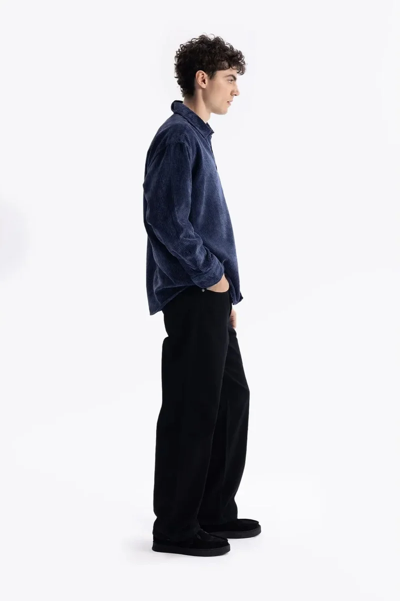 Giesto Oxford Blue GIESTO Oversized Velvet Shirt for Men | Best Price UAE