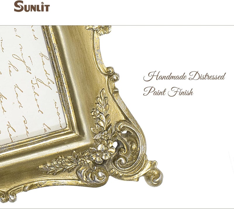 Sunlit Vintage Picture Frame 8x10 Antique Luxury Picture Frame Glass Front Photo Display Table Wall Hanging Gift Ideas Gold - Image 5