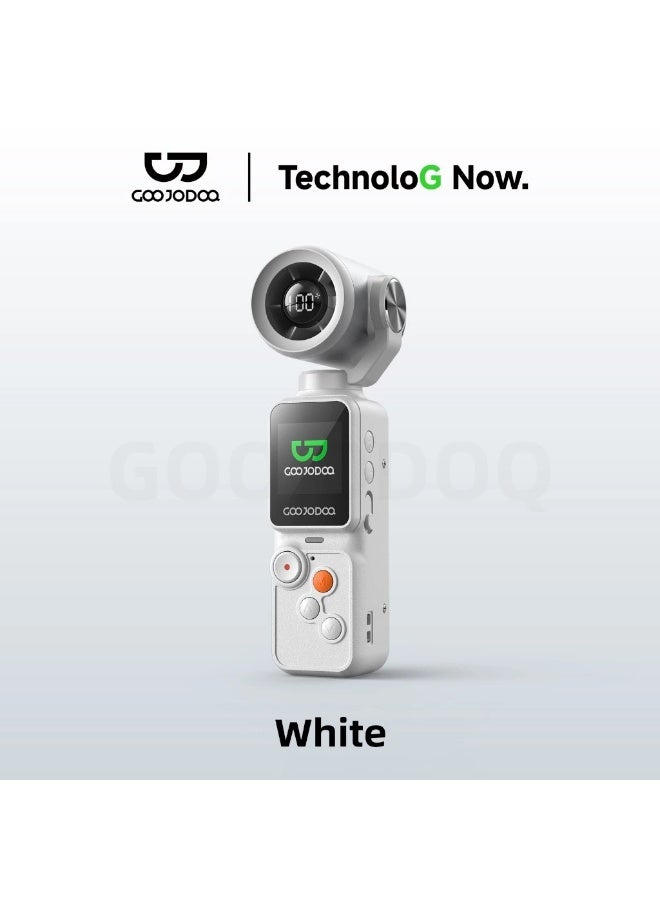 مروحة تبريد محمولة GOOJODOQ GFS025 للكاميرات مع بطارية قابلة لإعادة الشحن 2500 مللي أمبير، 100 مستوى للتحكم بالسرعة، تدفق هواء قوي للتصوير الفوتوغرافي والفيديو والبث المباشر وصناعة المحتوى، لون أبيض