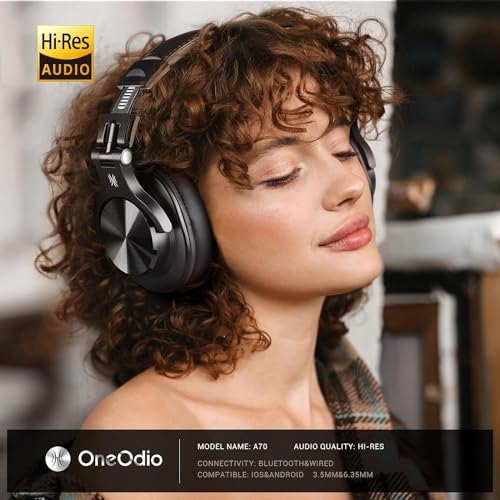 OneOdio A70 Bluetooth Over Ear Headphones Wireless Headphones with 72H Playtime HiRes Builtin Mic 35mm635mm Wired Audio Jack for Studio Monitor Mixing DJ Guitar AMP Computer PC Gaming - Image 3