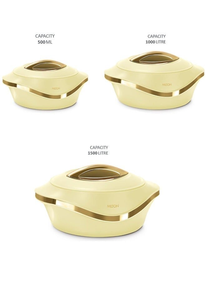 ميلتون طقم حافظات طعام من 3 قطع داخلية من الستانلس ستيل (500 مل ، 1000 مل ، 1500 مل) بيج /ذهبي - Image 4