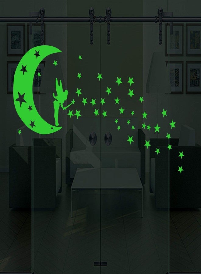 DreamKraft Fairy With Star & Moon Night Glow Wall Sticker (43 cm x 89 cm) - Image 1