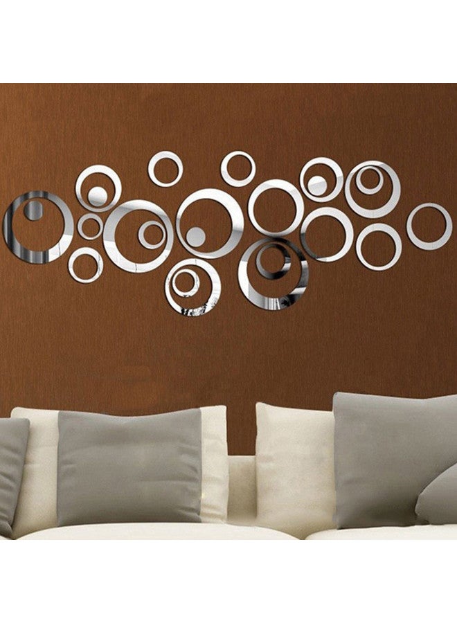 aooyaoo Circle Mirror DIY Wall Sticker Wall Decoration 24pcs Grey