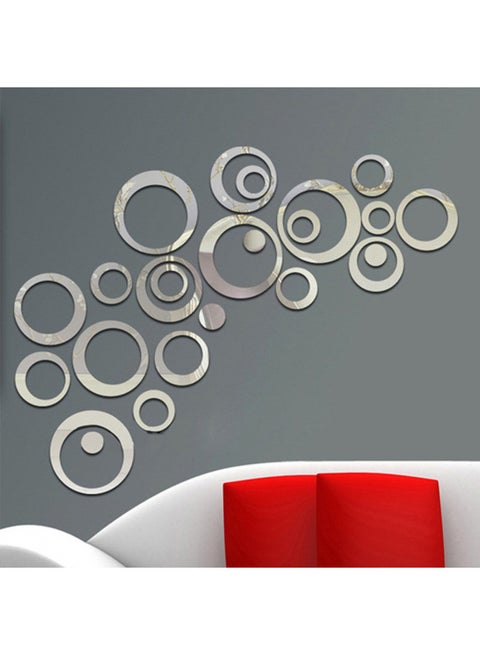 aooyaoo Circle Mirror DIY Wall Sticker Wall Decoration 24pcs Grey