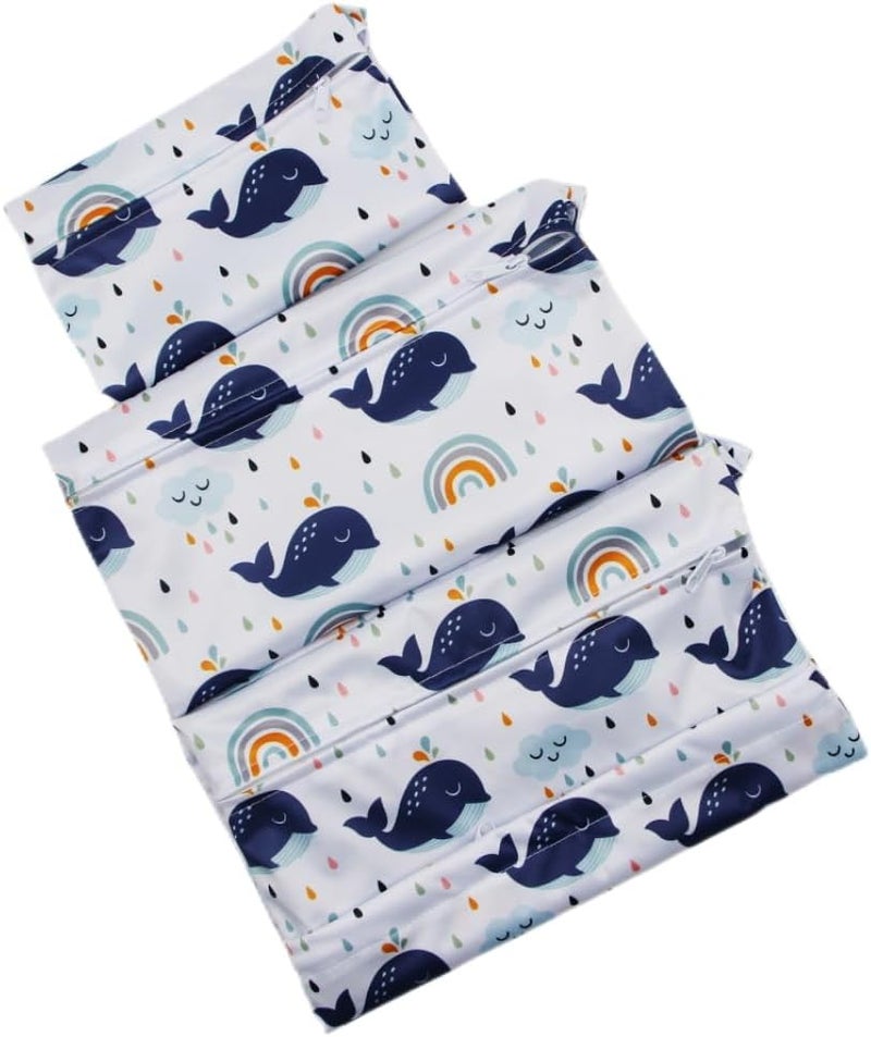 Asenappy 3pcs Cloth Diaper Wet Dry Bags Waterproof Reusable with Two Zippered Pockets Travel Beach Pool Daycare Soiled Baby Items Yoga Gym Bag for Swimsuits or Wet Clothes - Image 5