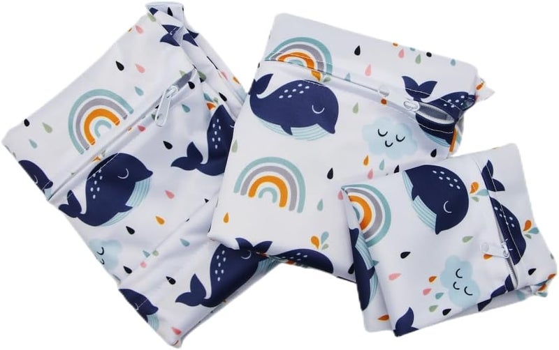 Asenappy 3pcs Cloth Diaper Wet Dry Bags Waterproof Reusable with Two Zippered Pockets Travel Beach Pool Daycare Soiled Baby Items Yoga Gym Bag for Swimsuits or Wet Clothes - Image 4