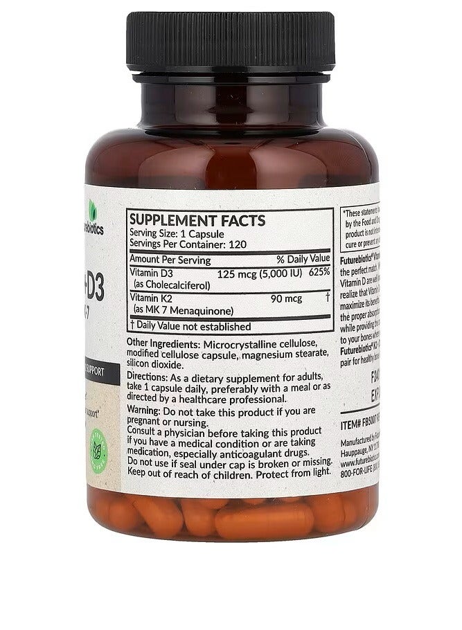 Futurebiotics Vitamin K2 + D3 with Vitamin K2 as MK-7, 120 Capsules - Image 2
