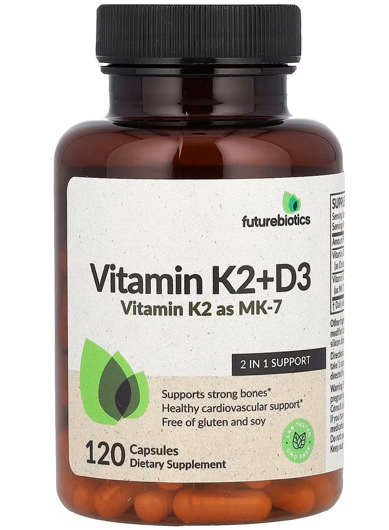 Futurebiotics Vitamin K2 + D3 with Vitamin K2 as MK-7, 120 Capsules - Image 1