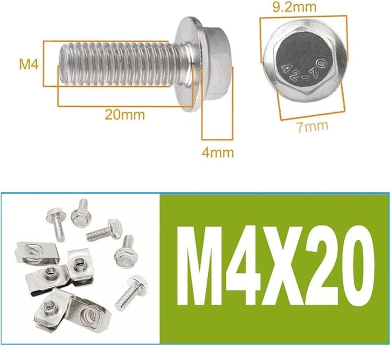 5 Sets M4x20 Stainless Steel Car Body Bolts U Nut Clips Retainer Fastener Leaf Spring Nuts - Image 3