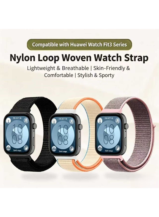 حزام نايلون مع لفافات فليكس، مناسب لساعة Huawei Fit 3/ Fit 4/ Fit 4 Pro، مقاوم للماء، مسامي وقابل للتعديل. - Image 3