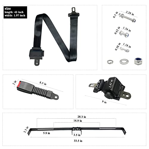 AIWEILUCK 2 Passenger Golf Cart Retractable 42" Seat Belts with Belt Bracket Kit for Yamaha Club Car DS Precedent EZGO TXT RXV - Image 3